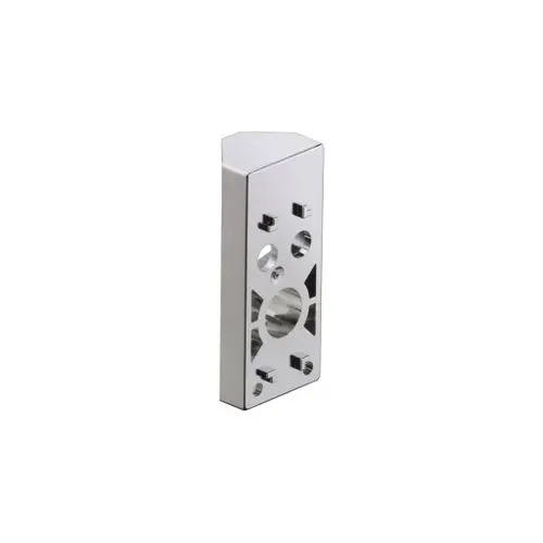 Eckmontageset aus Metall mit verschiedenen Öffnungen und Befestigungsmöglichkeiten, hergestellt von AXOR. Oberfläche in glänzendem Finish.
